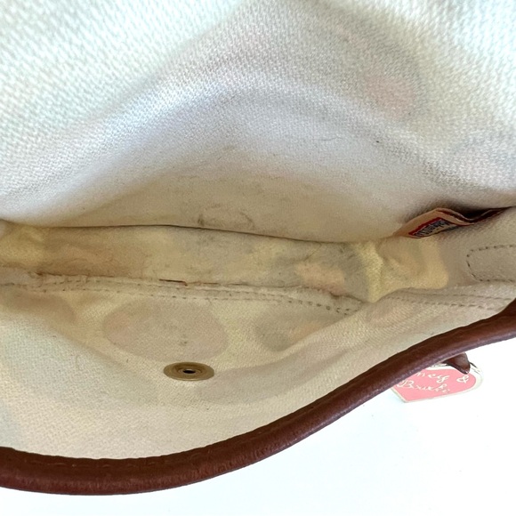 DOONEY & BOURKE Multicolor Coded Canvas Brown Leather Trim Convertible Crossbody - Picture 12 of 16